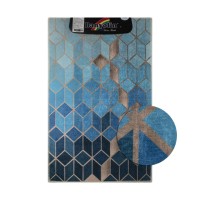 Коврик для ванной комнаты BANYOLIN дизайнерский голубые КУБЫ, 550*900 мм