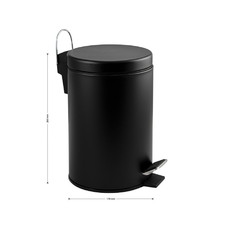 Ведро для мусора с педалью (3 л.), чёрная эмаль, арт. 2403