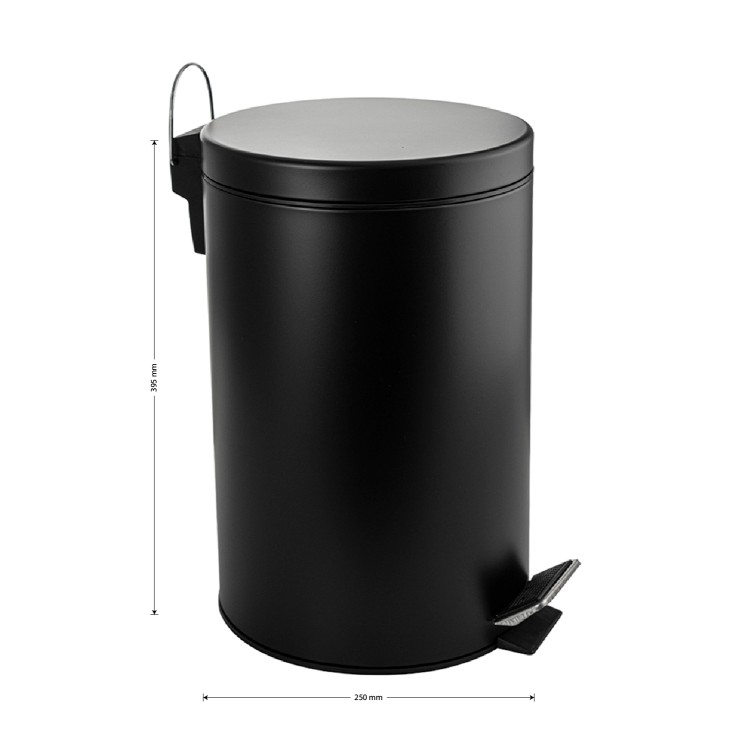 Ведро для мусора с педалью (12 л.), чёрная эмаль, арт. 2412