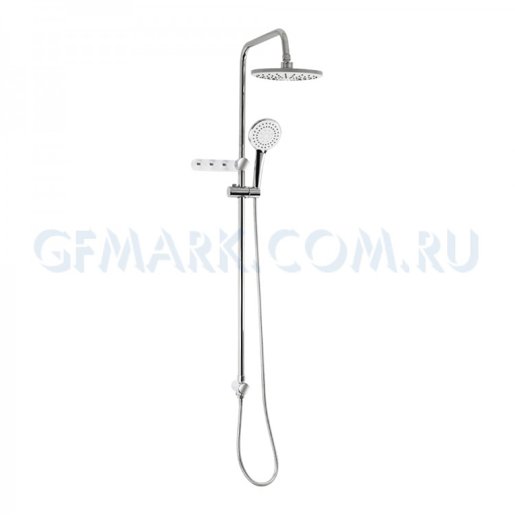 Стойка душевая "тропический душ" с двумя лейками с автоматическим переключением и крючками для принадлежностей GFmark 3065